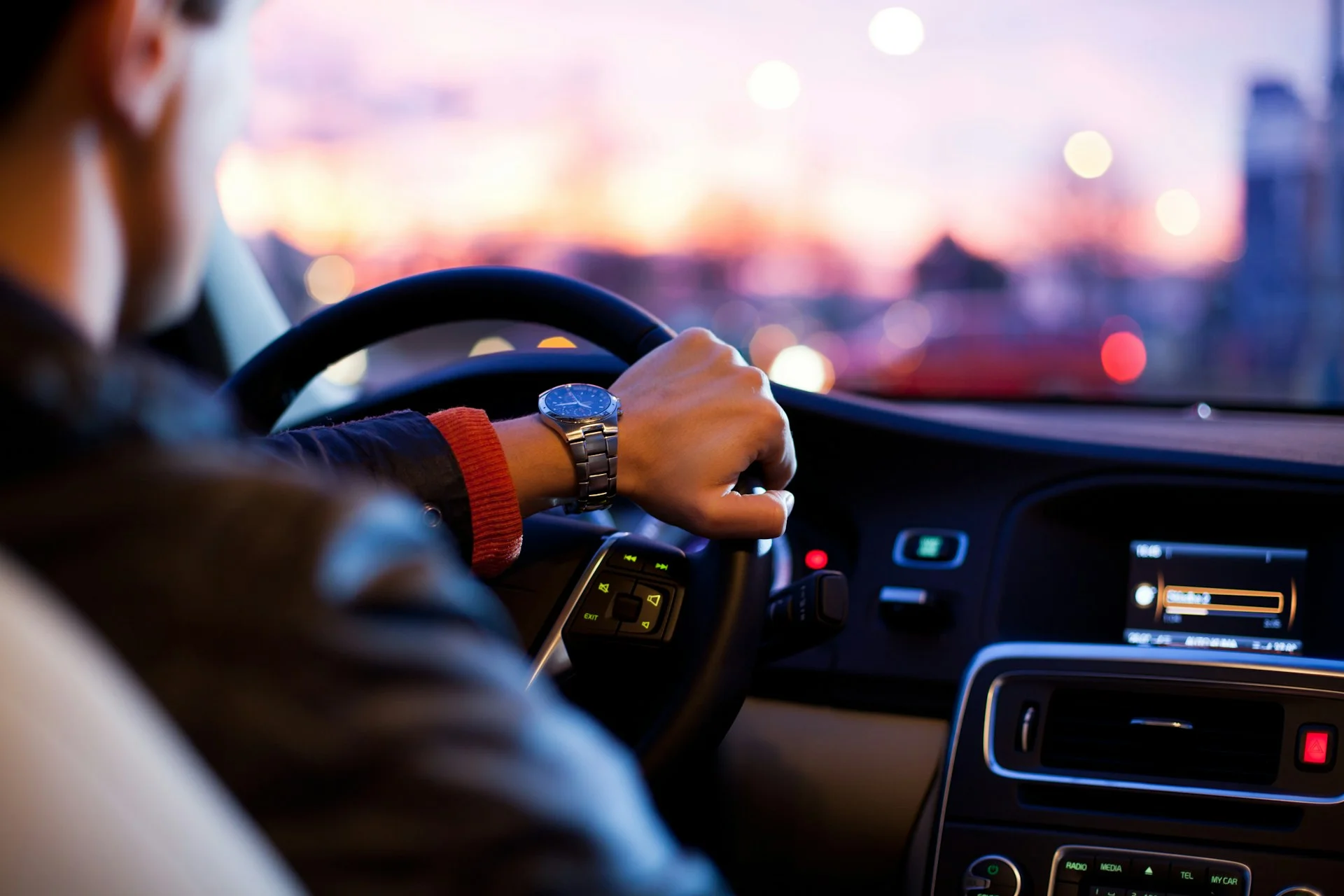 Modern car dashboard view